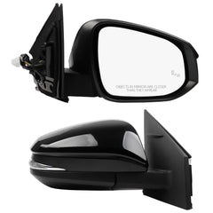 Right Passenger Side Mirror Compatible with Toyota RAV4 2015-2018 Power Glass Heated with Turn Signal Light Blind Spot Detection BSD Replaces TO1321343 Black (8 Pins)