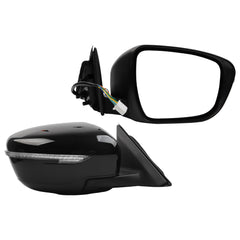 Passenger Right Side Door Mirror Compatible with 2014-2020 Nissan Rogue Heated Turn Signal Power HD Glass Black Painted Manual Folding # NI1321285 963014BA1A-PFM 7Pins