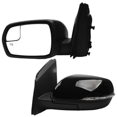 Left Driver Side Mirror Compatible with Ford Edge 2015-2018 Heated with Turn Signal Puddle Light Spotter Glass Black 7Pins