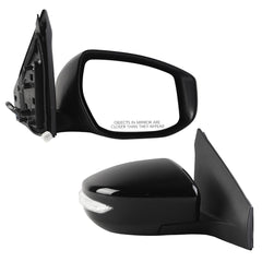 Passenger Side Mirror Assembly Compatible with Nissan Sentra 2013-2019 | Heated | Turn Signal Light | Manual Fold | Power Glass Black Right Mirror Replaces NI1321237(7Pins)