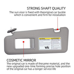 Left Driver & Right Passenger Side Sun Visor with Light Compatible with Toyota Highlander 2008-2013 74320-48500-B0 74320-0E050-B0 (Gray)