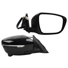 Passenger Right Side Mirror with Camera Compatible with 2014-2019 Nissan Rogue Heated Turn Signal Power HD Glass Black Painted Manual Folding # NI1321254 96301-9TB3C 13Pins
