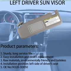 Beige Left Driver Side Sun Visor Compatible with Toyota 4Runner 2004-2008 Replaces# 74320-3D050 74320-3D050-B0