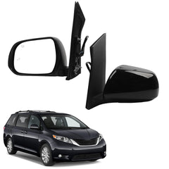 Driver Side Mirror Compatible With 2013-2017 Toyota Sienna Left Door Mirror with Manual Folding Blind Spot Detection Power Heated Glass Gloss Black Cover Replace#TO1320301 8794008113 (6pins)