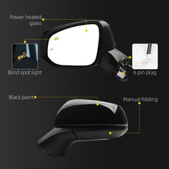 Driver Side Mirror Compatible With 2021-2025 Toyota Sienna w/Manual Folding Power Glass Heated Blind Spot Black Left Door Mirror Replace#TO1320426 8794008190(6Pins)