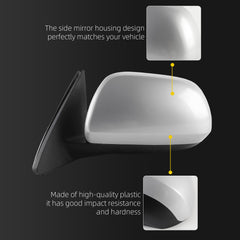 Left Driver Side Mirror Compatible with Toyota Highlander 2008-2013 Power Glass Manual Folding Non-Heated Replaces 8794048291 TO1320245 Silver 3Pins