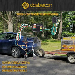 118869 Trailer Wiring Harness Kit 4-Pin Compatible with 2017-2023 Tesla Model 3 2020-2023 Tesla Model Y Flat Trailer Connect Towing Hitch Wiring