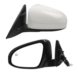 Left Driver Side Door Mirror Compatible With 2012 2013 2014 Toyota Camry Side View Mirror with Manual Folding Power Heated Glass Replace#TO1320276 8790906411(5Pins) White Cover