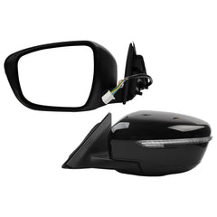 Driver Left Side Door Mirror Compatible with 2014-2020 Nissan Rogue Heated Turn Signal Power HD Glass Black Painted Manual Folding # NI1320285 963024BA1A-PFM 7Pins