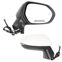 Passenger Side Mirror White Compatible with 2020-2025 Toyota Corolla Right Door Rearview Mirror Assembly Heated Manual Fold Power Adjustment Blind Spot Detection Turn Signal 7PIN #87910-02920
