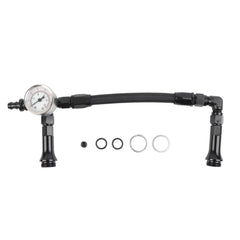 6AN Dual Feed Carb Braided Nylon Fuel Line Double Pump With Pressure Gauge For 4150 Based Carburetor Black