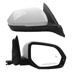 Right Passenger Side Mirror Compatible with 2018-2021 Volkswagen Atlas with Power Heated Glass, Manual Folding, Signal Light, Blind Spot Light, White Mirror Cover Replace# VW1321177 (8Pins)