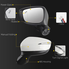 Side Mirror For Mazda CX-5 2015 2016 Blind Spot Left 7 Pins White Driver Side Rear View Mirror Power Glass Heated Turn Signal Light Manual Folding Door Mirrors OE# KR2569181A CLH85707051
