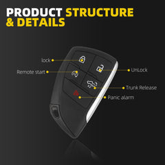 Remote Control Key Fob Replacement Compatible with 2022-2024 GMC Sierra 1500 2500 3500 Chevy Silverado Keyless Entry Remote 5 Buttons FCC ID: YG0G21TB2