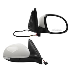 Right passenger Side Mirror Compatible with 2009-2017 Volkswagen Tiguan Side View Mirror w/Electric Heated Glass Turn Signal Manual Folding VW1321131 5N1857508Q9B9 Gloss White Cover (6 Pins)