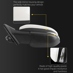 Left Driver Side Mirror White Compatible with 2014-2019 Toyota Highlander Heated Manual Fold Power Glass w/Turn Signal Blind Spot Detection Door Mirror #87940-0E272 TO1320361 (7Pins)