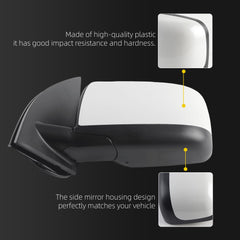 Driver Side Mirror White Compatible with Nissan Rogue 2008-2015 | Heated Manual Fold Power Glass, 5Pins Connector, OE#96302JM200, NI1320236, NI1320199