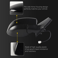 Passenger Side Mirror Assembly Compatible with Nissan Sentra 2013-2019 | Non-Heated | Manual Fold | Power Glass Black Right Mirror Replaces NI1321238(3Pins)