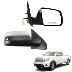 Dasbecan Right Side Mirror Compatible with 07-13 Toyota Tundra, 08-13 Sequoia with Memory, Power Heated Glass, Power Folding, Signal Light, Puddle Light, Chrome Replace#TO1321270(15Pins)