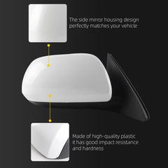 Right Passenger Side Mirror Compatible with Toyota Highlander 2008-2013 Power Glass Manual Folding Non-Heated Replaces 8791048341 TO1321245 White 3Pins