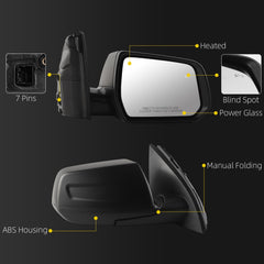 Side Rear View Mirror Compatible With 2017-2019 GMC Acadia SL/SLE Power Glass Bind Spot Heated Door Mirrors ViewMirror Right Passenger Side Replace# GM1321615 84293670 84293670-PFM(7 Pins)