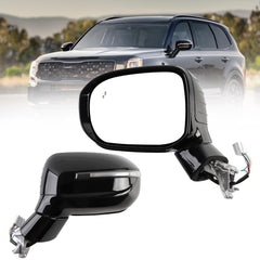 Driver Side Mirror Compatible With 2020-2026 Kia Telluride Power Heated Glass Blind Spot Turn Signal Manual Folding Left Door Mirror Replace# 87610-S9220 KI1320240 Eboy Black(8Pins)