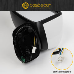 Left Side Mirror White Compatible with 2015-2020 Honda Fit 3PINS Replaces 76258-T5R-A01 76258-T5R-305