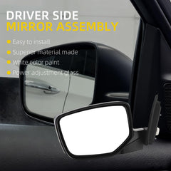 Driver Side Mirror Compatible with 08-12 Honda Accord White 3 Pins Left Mirror Assembly with Power Adjustment Glass, Manual Folding, Non-Heated Replaces 76258TA5A01, HO1320230