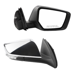 Right Passenger Side Mirror Compatible with Chevy Impala 2014-2020 Manual Folding Power Glass Heated with Turn Signal Puddle Light Memory Chrome 12Pins Replaces 22936936PFM