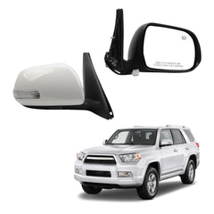 Right Passenger Side Mirror Compatible with 2010-2013 Toyota 4runner with Power Heated Glass, Manual Folding, Turn Signal, Puddle Light, Gloss White Cover Replace# TO1321263(9 Pins)
