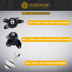 Engine Motor and Transmission Bracket Kit Compatible with 2011-2017 Hyundai Elantra Accent Veloster Kia Forte/Forte Koup Replace# 7062 9797 A71004 7065 9761 A71020 7090 9758 A71029