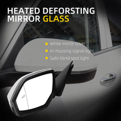 Left Driver Side Mirror Compatible with 2018-2021 Volkswagen Atlas with Power Heated Glass, Manual Folding, Signal Light, Blind Spot Light, White Mirror Cover Replace# VW1320177 (8Pins)