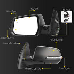 Side Rear View Mirror Compatible with 2022 2023 Chevy/Chevrolet Traverse LT Door Rearview Mirror Heated Turn Signal Blind Spot With HD Camera Driver Left 84952624(10pin)