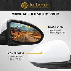 Passenger Right Side Mirror Assembly Compatible with 2011-2016 Chevrolet Chevy Cruze Limited Non-Heated Power Glass Manual Folding Rear View Mirror White 3 Pins GM1321420