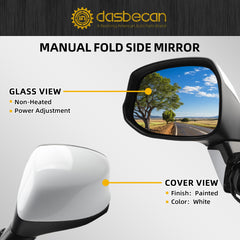 Left Driver Side White Door Mirror Compatible with 2012 2013 2014 2015 Honda Civic Power Glass Manual Folding Replace# HO1320261, 76252TR0A01-PFM,76258TR6C01-PFM,76251TR0A01ZD, HO1320283