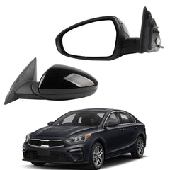Left Driver Side Mirror Assembly Compatible with 2019-2024 KIA Forte Black Rearview Mirror With Power Adjustment Manual Folding Replace# KI1320226 87610-M7000 (3Pins)