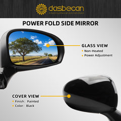 Right Passenger Side Mirror Compatible with 2010-2015 Toyota Prius Non-heated Manual Fold Power Adjustment Door Mirror 3PINS Painted Black Replaces#TO1321271 8791047170-PFM