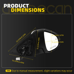 Right Passenger Side Door Mirror Compatible With 2012 2013 2014 Toyota Camry Side View Mirror with Manual Folding Power Heated Glass Replace#TO1321276 8790806411(5Pins) White Cover