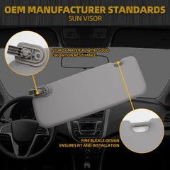 Driver Side Sun Visor Compatible with Hyundai Accent 1E 2011 2012 2013 2014 2015 Front Left Sun Protection Shade Gray Replaces 85210-1R000