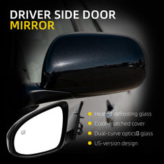 Passenger Side Mirror Compatible With 2012 2013 2014 Toyota Camry Right Door Mirror with Manual Folding Power Heated Glass Replace#TO1321276 8790806411(5Pins) Black Cover