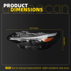 Headlights w/bulbs Compatible With HYUNDAI ELANTRA 1.6L/ 2.0L 2024-2025 Left Driver Side Replace# 92101-AA740 92101AA740