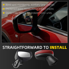 Side Mirror For Mazda CX-5 2015 2016 Blind Spot Right 6 Pins Red Passenger Side Rear View Mirror Power Glass Turn Signal Light Manual Folding Door Mirrors OE# MA1321208 CLH85707056