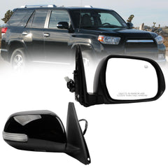 Right Passenger Side Mirror Compatible with 2010-2013 Toyota 4runner with Power Heated Glass, Manual Folding, Turn Signal, Puddle Light, Gloss Black Cover Replace# TO1321263(9Pins)