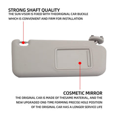 Front Right Passenger Sun Visor Gray Compatible with Toyota RAV4 2006 2007 2008 2009 2010 2011 2012 2013 Replaces# 74310-42452-B2