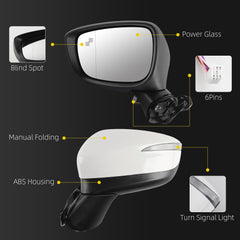 Side Mirror For Mazda CX-5 2015 2016 Blind Spot Left 6 Pins White Driver Side Rear View Mirror Power Glass Turn Signal Light Manual Folding Door Mirrors OE# KR2469181A CLH85707055