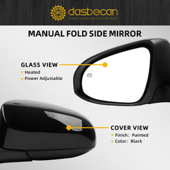 Left Driver Side Mirror Compatible with Toyota Corolla 2014-2019 Power Glass Heated Paint to Match Door Mirror Assembly Replaces TO1320294 8794002F31C0 Black 5Pins