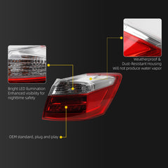 LED Tail Light Assembly Compatible with 2013-2015 Honda Accord Sedan EX-L Touring Rear Lamp Taillight Right Passenger Side Replace# 33500T2AA12