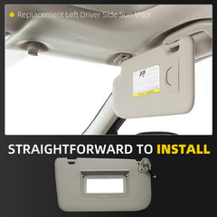 Sun Visor Compatible with 2014-2020 Nissan Rogue X-Trail Left Driver Side Sunshade with Makeup Mirror Replace# 96401-4BA3E 96401-4BA1D(Gray)
