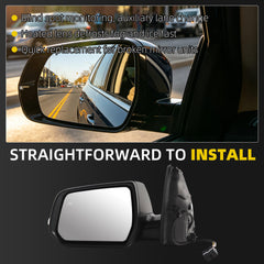 Side Rear View Mirror Compatible with 2020-2024 GMC Acadia AT4/SL/SLE Heated Blind Spot Power Glass Manual Folding Left Driver Door Mirror Replace# GM1320654 84579489 84579489-PFM (7 Pin)