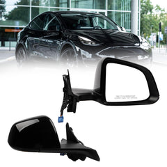 Side Rear View Mirror Compatible with 2020-2024 Tesla Model Y Power Heated Power Folding with Mirror Memory Right Passenger Side #1594112-00-C 159411200C (Black 13pin)
